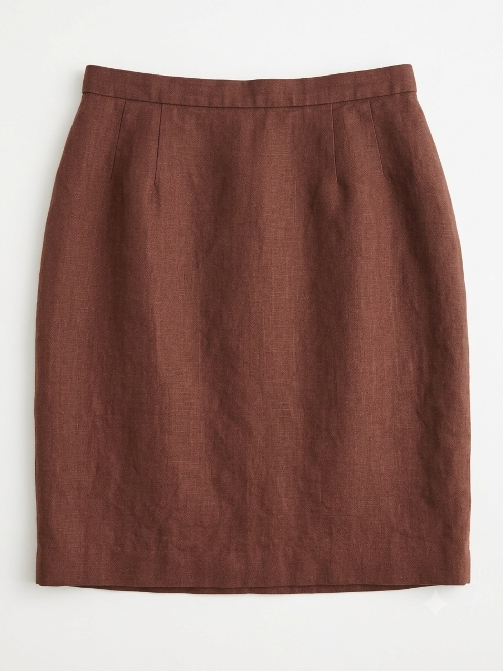 100% Linen Chocolate Brown Old Money Dark Academia Skirt Vintage Made in USA